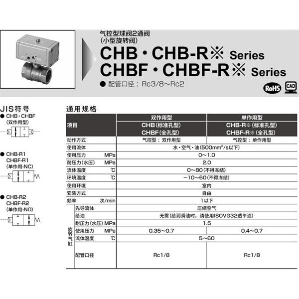CKD喜開理氣控式球閥2?3通閥CHBF-R1-15