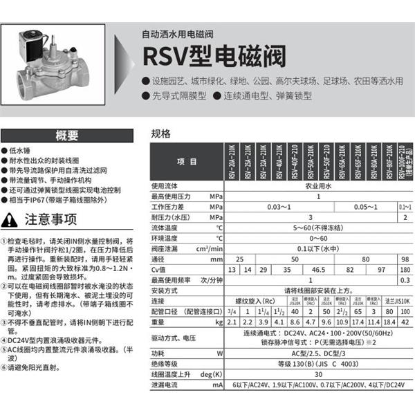 CKD喜開理自動灑水用樹脂制電磁閥RSV-50A-210K-DC24V