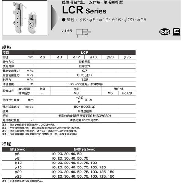 CKD喜開理線性滑臺氣缸LCR-16-40-S506DTBLN