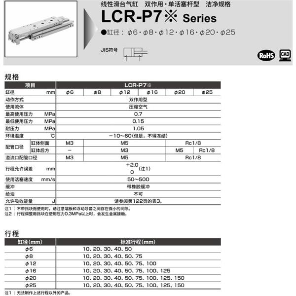 CKD喜開理線性滑臺氣缸LCR-16-75-S506DTP72