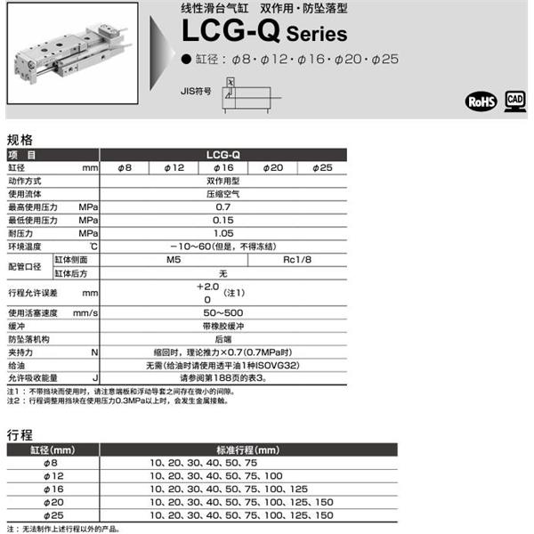 CKD喜開理線性滑臺氣缸LCG-Q-16-100-S2