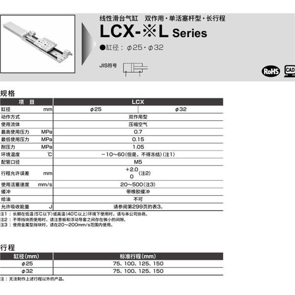 CKD喜開理線性滑臺氣缸LCX-25L-75-S5