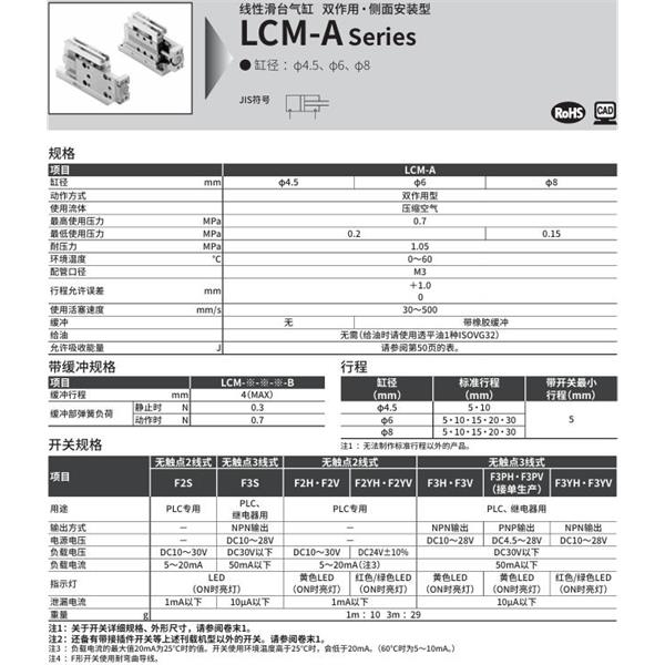 CKD喜開(kāi)理線性滑臺(tái)氣缸LCM-A-6-30-L-J2