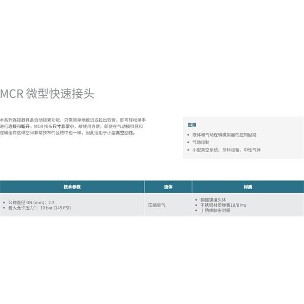 瑞士STAUBLI史陶比爾微型快速接頭MCR 02.6150
