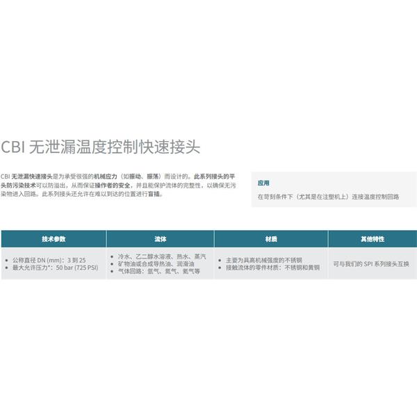 瑞士STAUBLI史陶比爾無(wú)泄漏溫度控制快速接頭CBI 09.1152/IA/RE