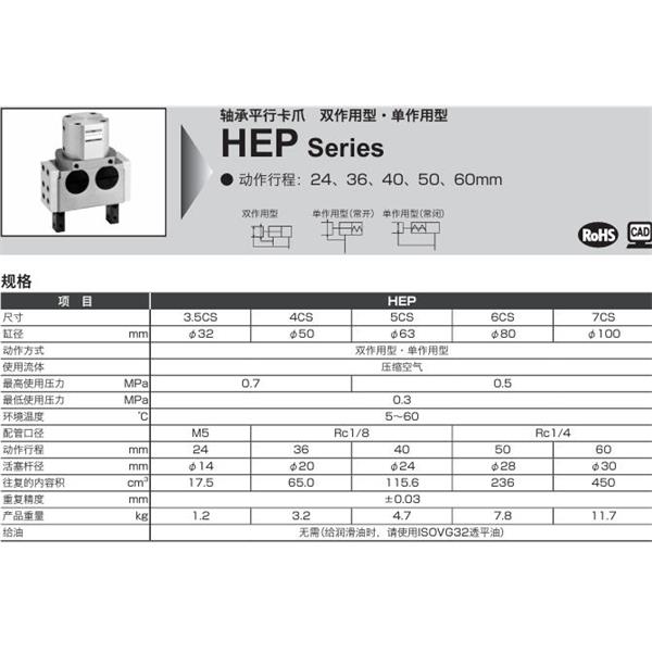 CKD喜開理軸承平行卡爪HEP-6CS-C