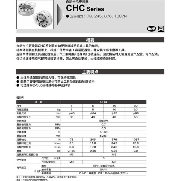 CKD喜開理自動卡爪更換器自動卡爪更換器CHC-1H