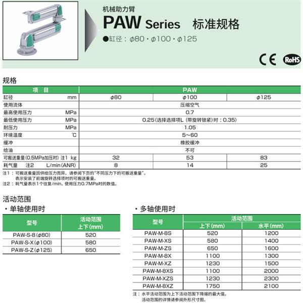 CKD喜開理機械助力臂PAW-MB-8X-U