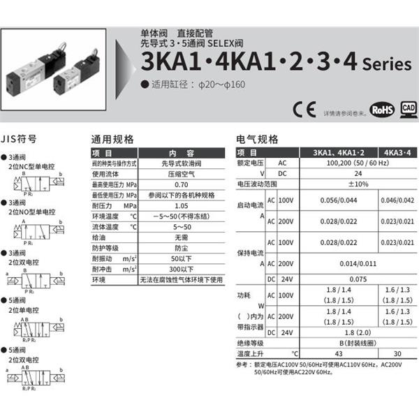 CKD喜開理SELEX閥4KB350-08-M1B-AC100V