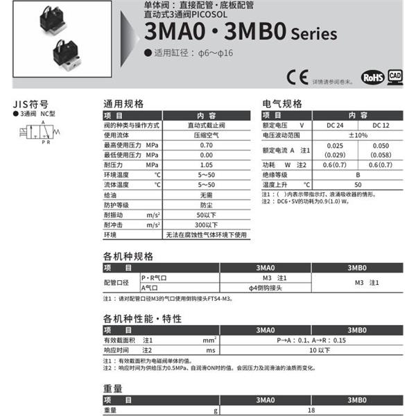 CKD喜開理PICOSOL 3MA019-T4-C2-3