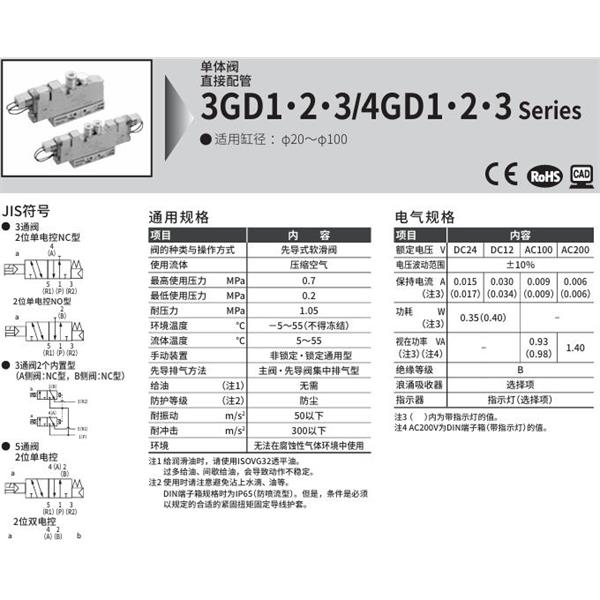 CKD喜開理先導式3通閥4GE340R-10-E2-3