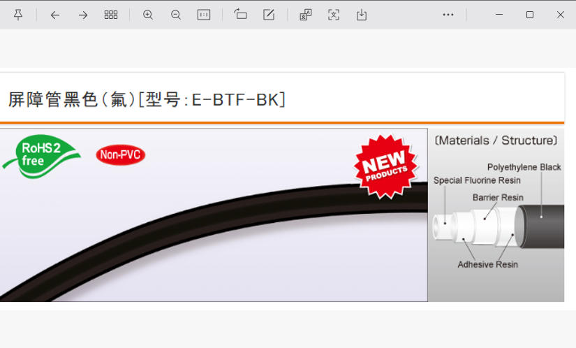 日本HAKKO八光柔性氟素 ETFE 樹脂軟管E-BTF-3×5-BK